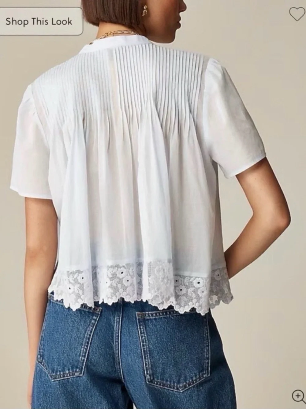 J.Crew Lace Trip Pintuck Top in Cotton Voile
